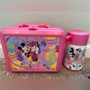 Vintage DISNEY Mickey&Minnie Aladdin lunchbox with thermos
